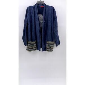 NEPTUNE Unisex Navy Rare TMCE Embroidered Graphic Open-Front Cardigan SZ OS